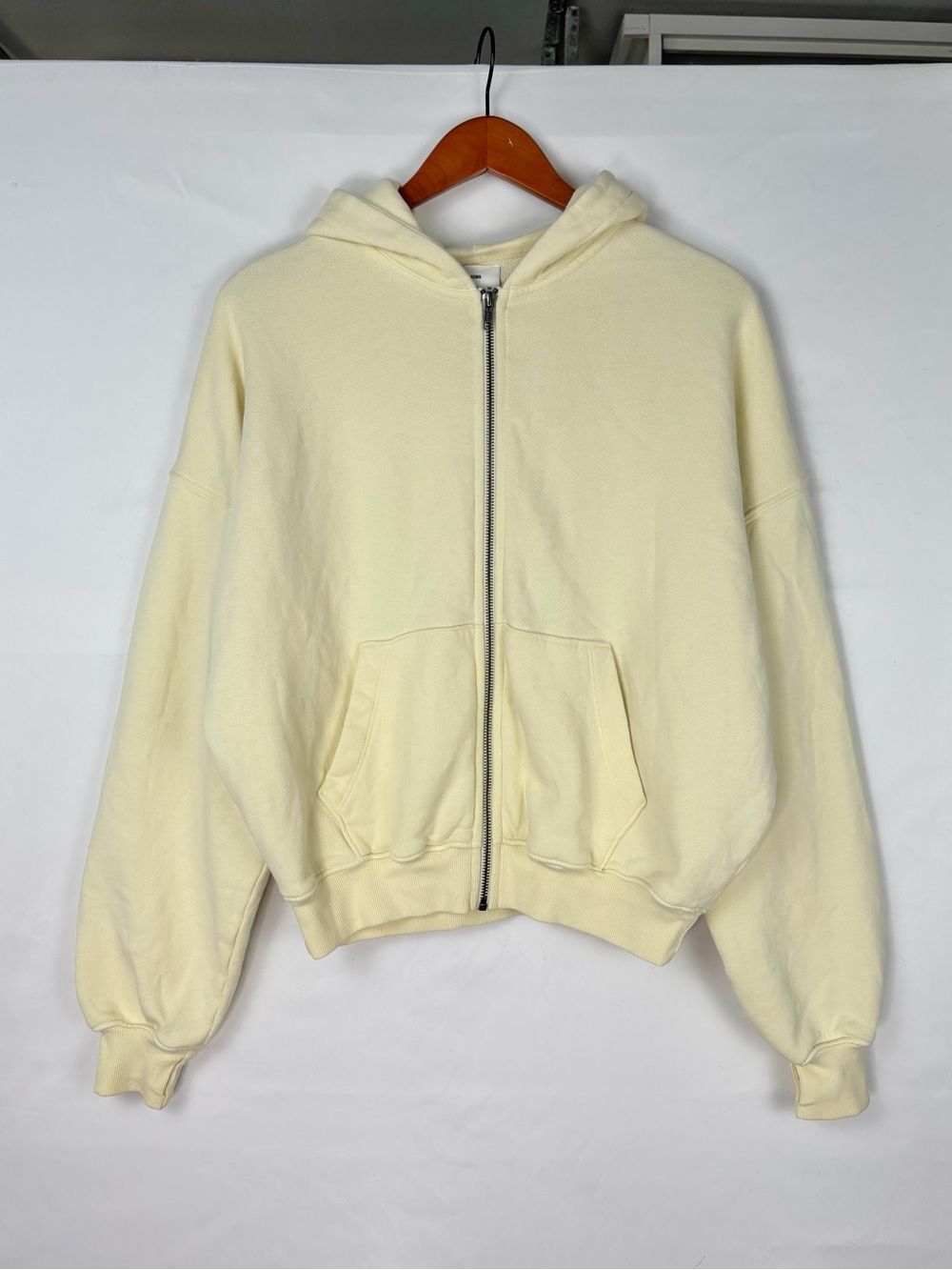 Joah Brown Zip Up Hoodie Buttercream Yellow Size XS Cotton USA Oversized